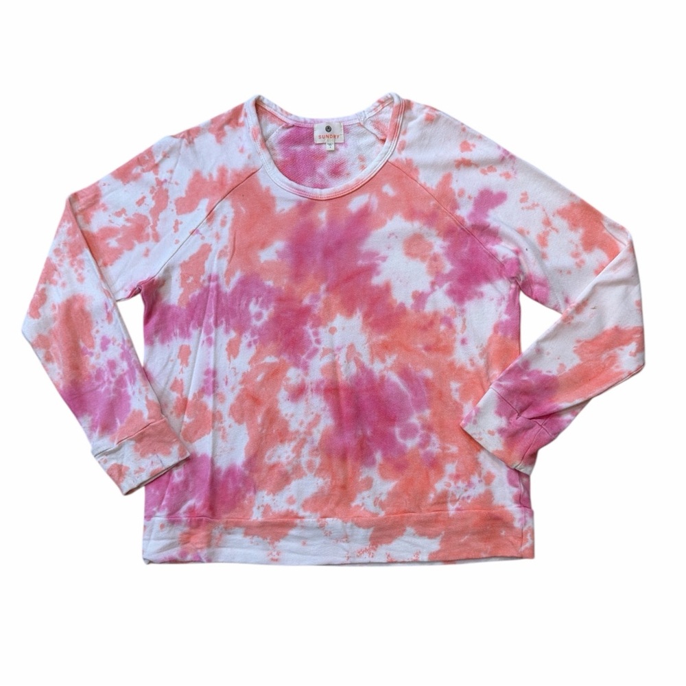 Sundry Pink and Orange Tie-Dye Top